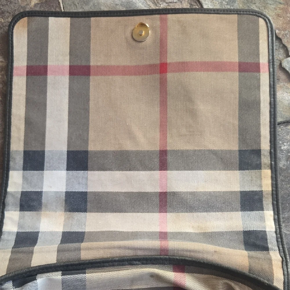 Vinatage Burberry Dark Gray Leather Messenger Bag